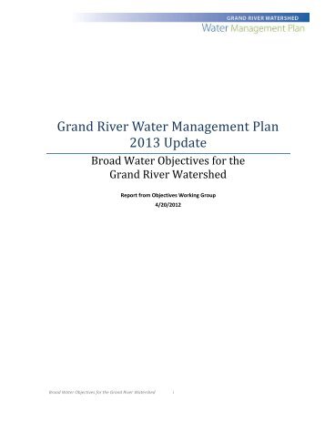 Broad Water Objectives for the Grand River Water Management Plan