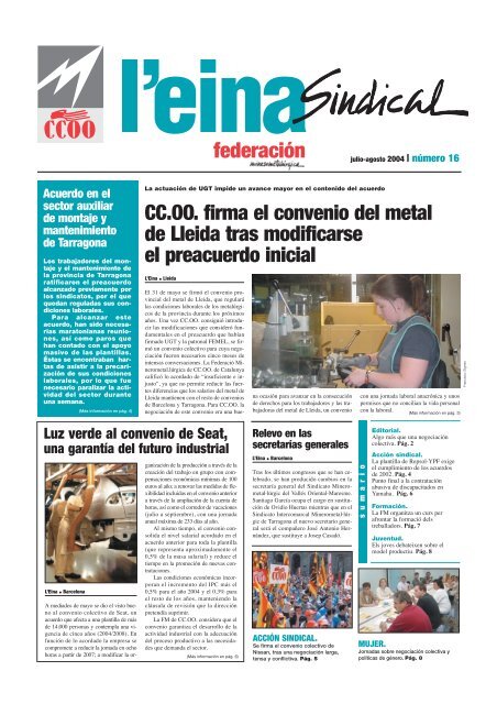CC.OO. firma el convenio del metal de Lleida tras modificarse el ...
