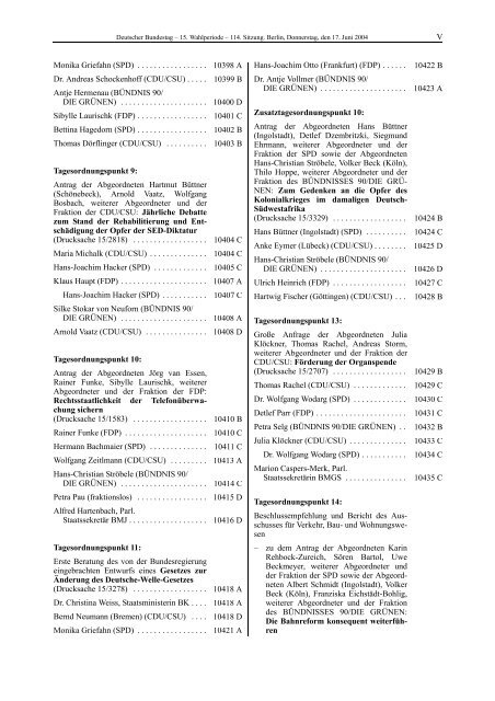 Stenografischer Bericht: 114. Sitzung - Deutscher Bundestag