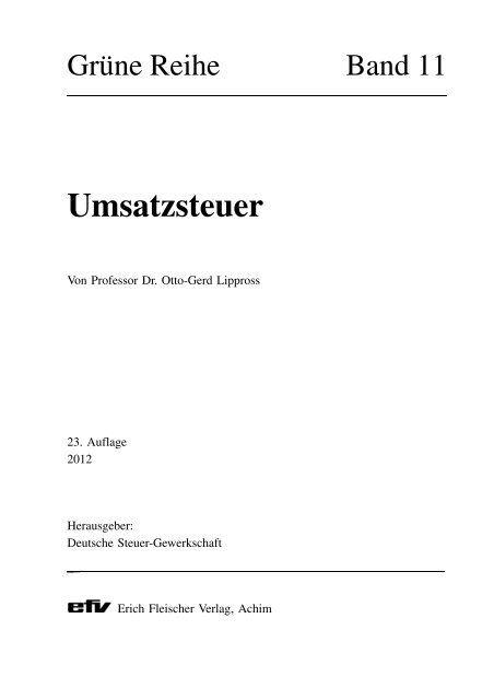 Umsatzsteuer - Erich Fleischer Verlag