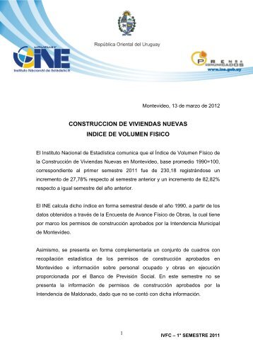 construccion de viviendas nuevas indice de volumen fisico - Instituto ...