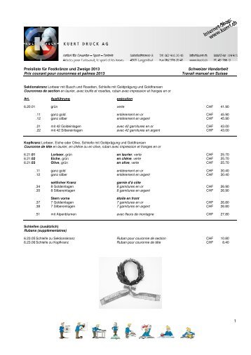 Preisliste für Festkränze und Zweige 2013 Schweizer Handarbeit ...