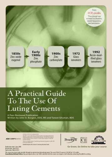 A Practical Guide to the Use of Luting Cements - IneedCE.com