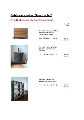 Preisliste Ausstellung Showroom 2013 25 ... - hoffer bauart