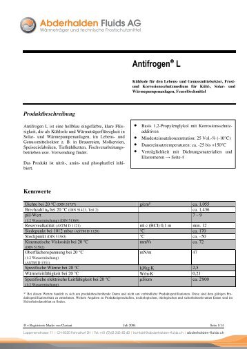 Antifrogen L Technisches Merkblatt de - Abderhalden Fluids AG