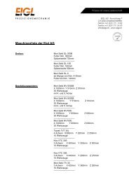 Maschinenliste der Eigl AG - Eigl AG - Präzisionsmechanik