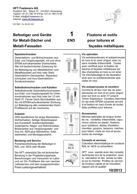 und Metall Fassadenbau (PDF/3MB) - HFT Fasteners AG