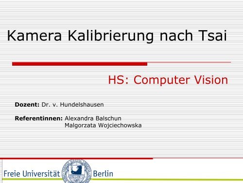 Kamera Kalibrierung nach Tsai