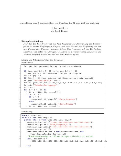 Pseudocode Beispiel Pseudocode #programmieren #studium #informatik