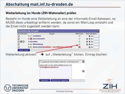 Informationen zur Abschaltung des Mailservers an der Informatik