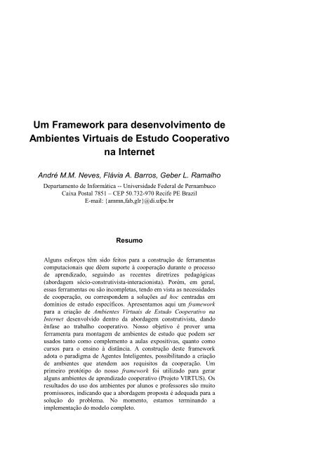 Um Framework para desenvolvimento de Ambientes Virtuais de ...