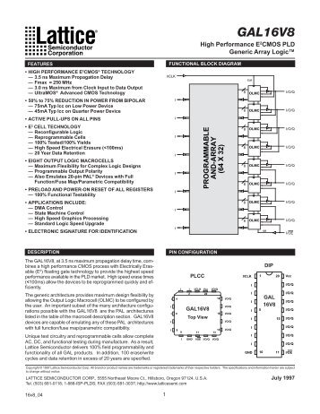 GAL16V8 Data Sheet