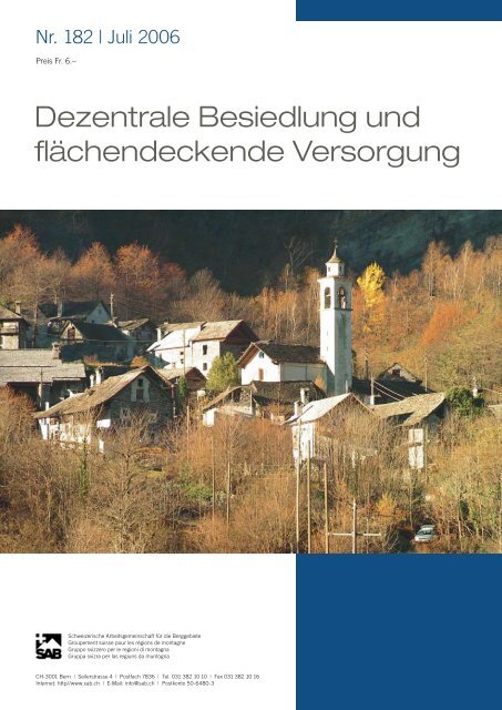 Dezentrale Besiedlung und flächendeckende Versorgung - SAB