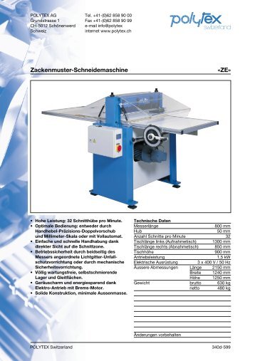 Zackenmuster-Schneidemaschine «ZE» - Polytex AG