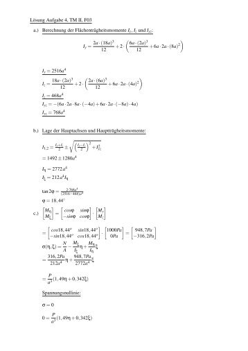 Lösung Aufgabe 4, TM II, F03 a.) Berechnung der ...