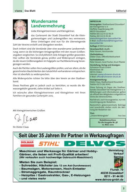 Zeitschrift für Düsseldorfer Kleingärtner - Stadtverband Düsseldorf ...