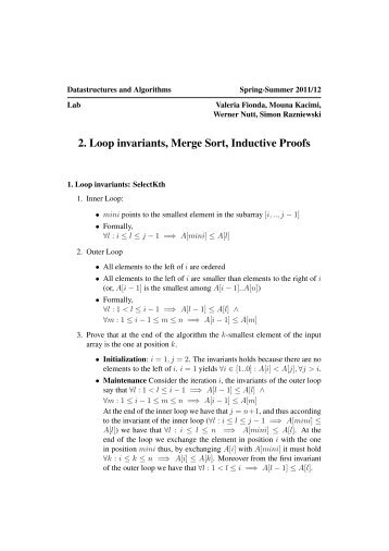 2. Loop invariants, Merge Sort, Inductive Proofs