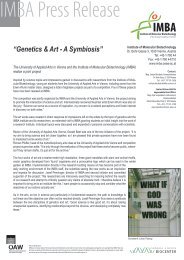 “Genetics & Art - A Symbiosis” - IMBA