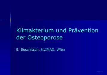 Klimakterium und Prävention der Osteoporose - Klimax