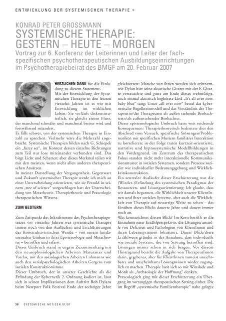 systemische therapie: gestern – heute – morgen - Lehranstalt für ...