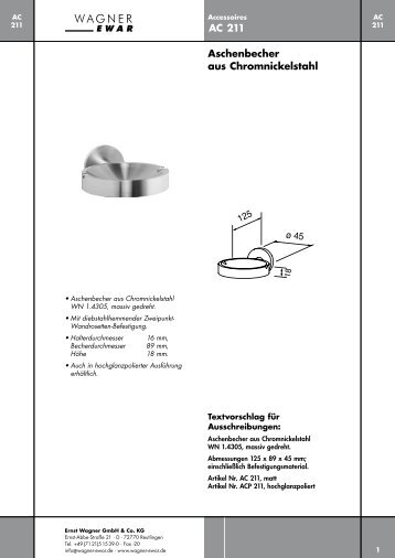 AC 211 Aschenbecher aus Chromnickel stahl