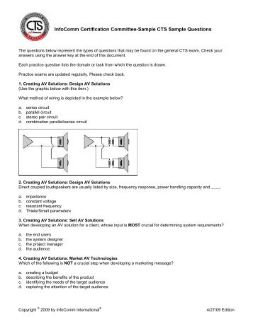 CTS Exam Sample Questions - InfoComm