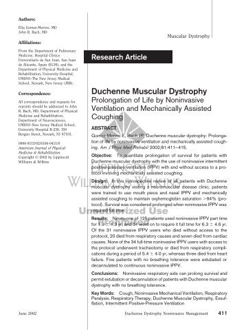 Duchenne muscular dystrophy: prolongation of life - ResearchGate