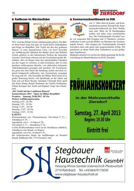 Informationen des Bürgermeisters April 2013 - Marktgemeinde ...