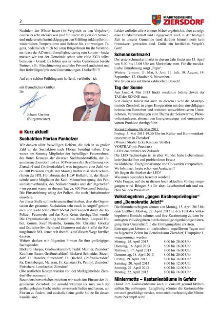 Informationen des Bürgermeisters April 2013 - Marktgemeinde ...