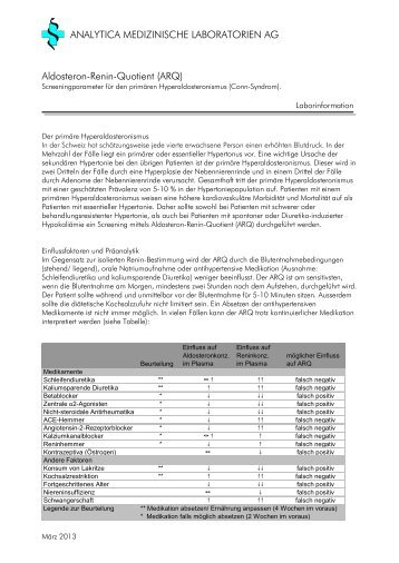 Aldosteron-Renin-Quotient (ARQ) - Analytica