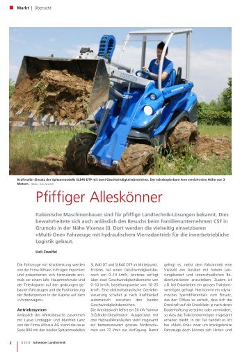 Bericht über CSF MultiOne im Magazin Schweizer ... - Althaus AG