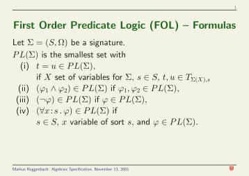 First Order Predicate Logic (FOL) – Formulas - Informatik