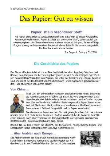 Das Papier: Gut zu wissen