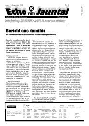 Bericht aus Namibia - Echo vom Jauntal