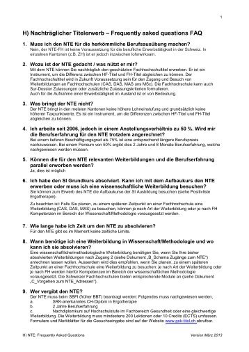 H) Nachträglicher Titelerwerb – Frequently asked questions FAQ