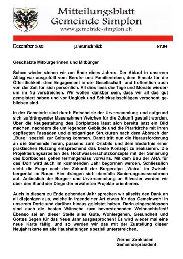 Dezember 2005 - gemeinde simplon