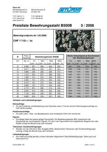 2008 05preisliste Bewehrungsstahl