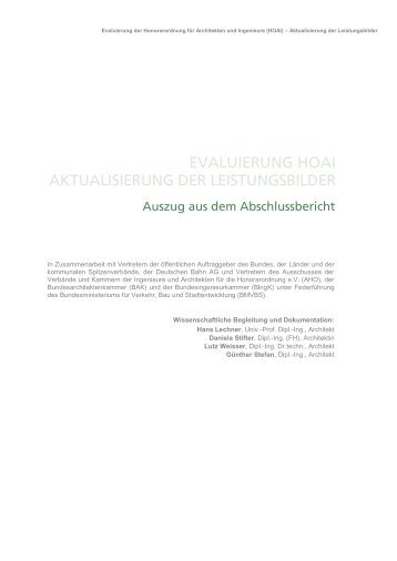 Evaluierung HOAI. Aktualisierung der Leistungsbilder - SRL