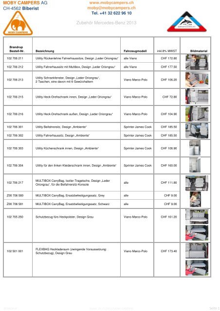 CHF-Preisliste MB 2013 mit Bilder Kopfzeile 1 - Moby Campers