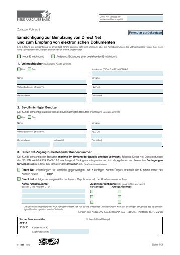 Erteilung Online Banking Ermächtigung (PDF) - NAB Neue ...