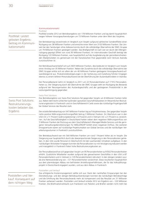 Finanzbericht 2012 - Die Post