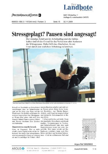 Stressgeplagt? Pausen sind angesagt! - PwC