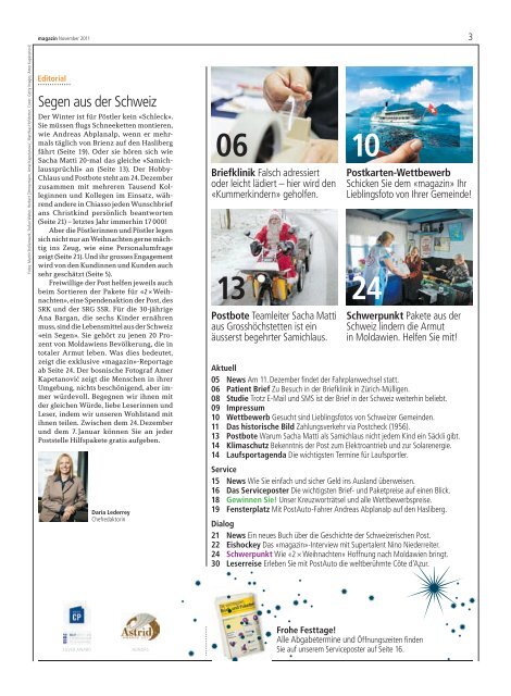 magazin - Ausgabe November 2011 - Die Schweizerische Post