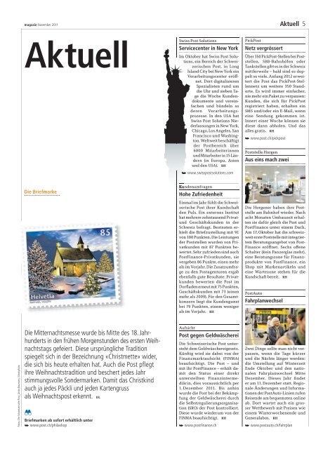 magazin - Ausgabe November 2011 - Die Schweizerische Post