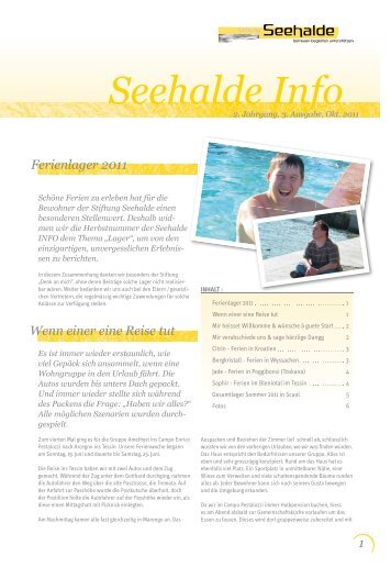 2. Jahrgang, 3. Ausgabe, Oktober 2011 - Stiftung Seehalde