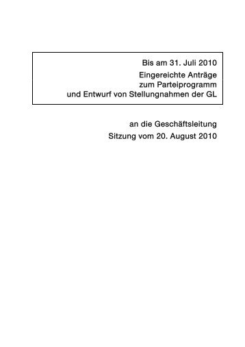 Bis am 31. Juli 2010 Eingereichte Anträge zum ... - SP Schweiz