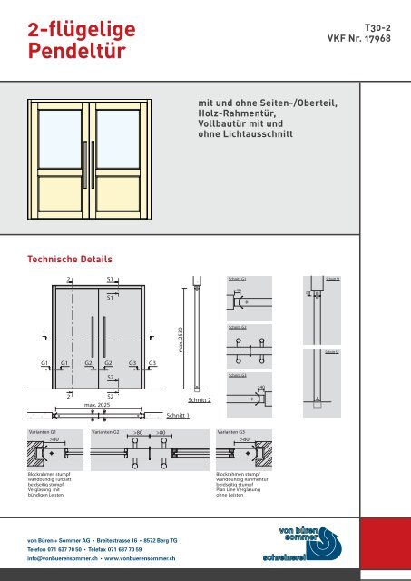 2-flügelige Pendeltür - Von Büren+Sommer AG