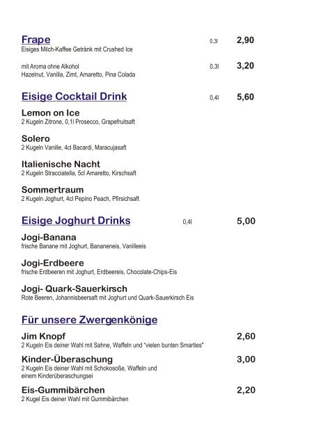 SOB EURO SPEISEKARTE - Bistro Lenbach