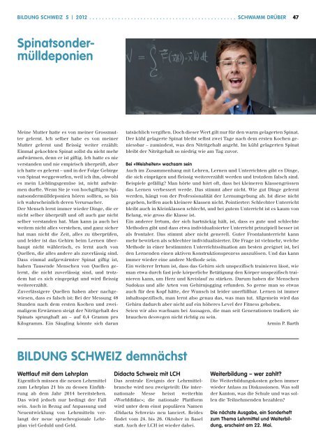 BILDUNG SCHWEIZ - beim LCH