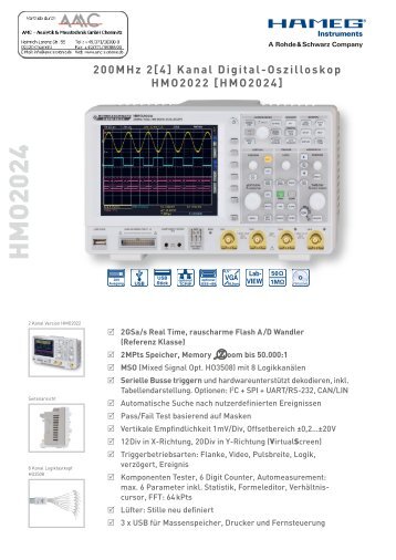 Datenblatt zu 200MHz Oszilloskope HMO 2022 / HMO 2024